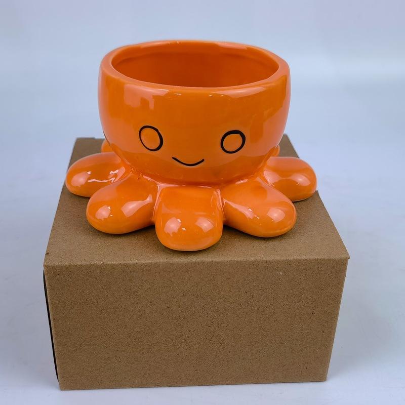 Oktopus Sukkulenten Blumentopf, Keramik Cartoon Meerestier Pflanze Topfpflanze Tischdeko Fleischblumentopf