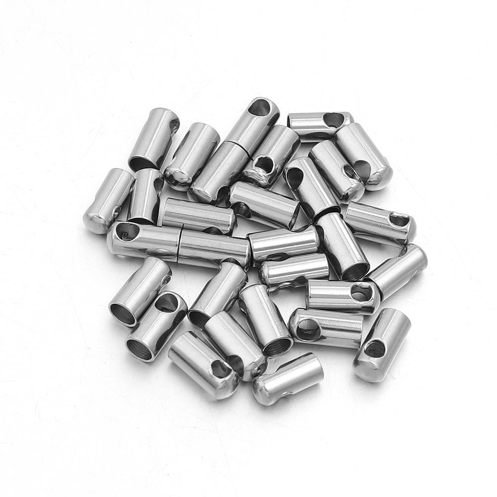10-30pcs Stainless Steel Column End Tip Cap Crimp Clasps Connector For Jewelry Making Bracelet Necklace Leather Cord Accessories