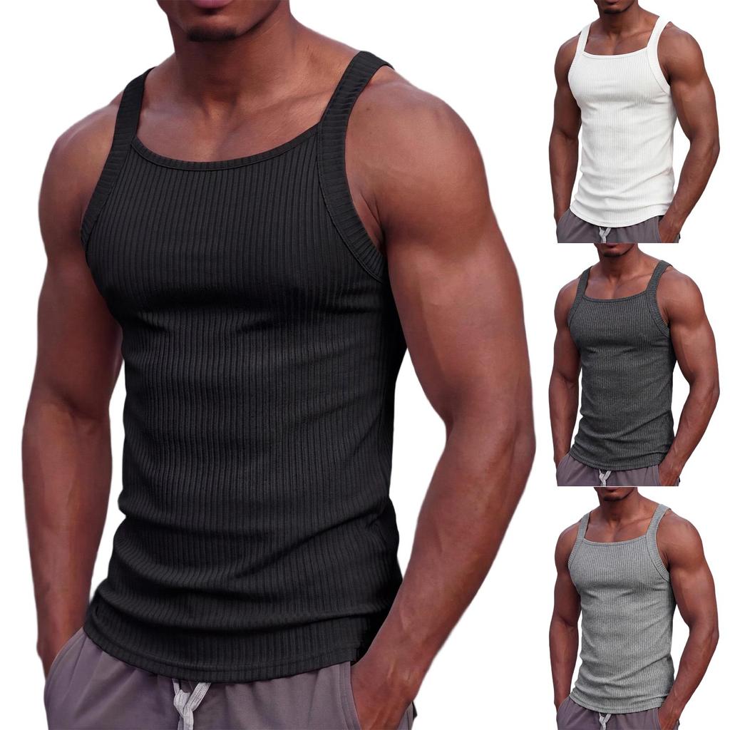 Herren Quadratischer Ausschnitt Enges Muskel Tanktop für Workout Training