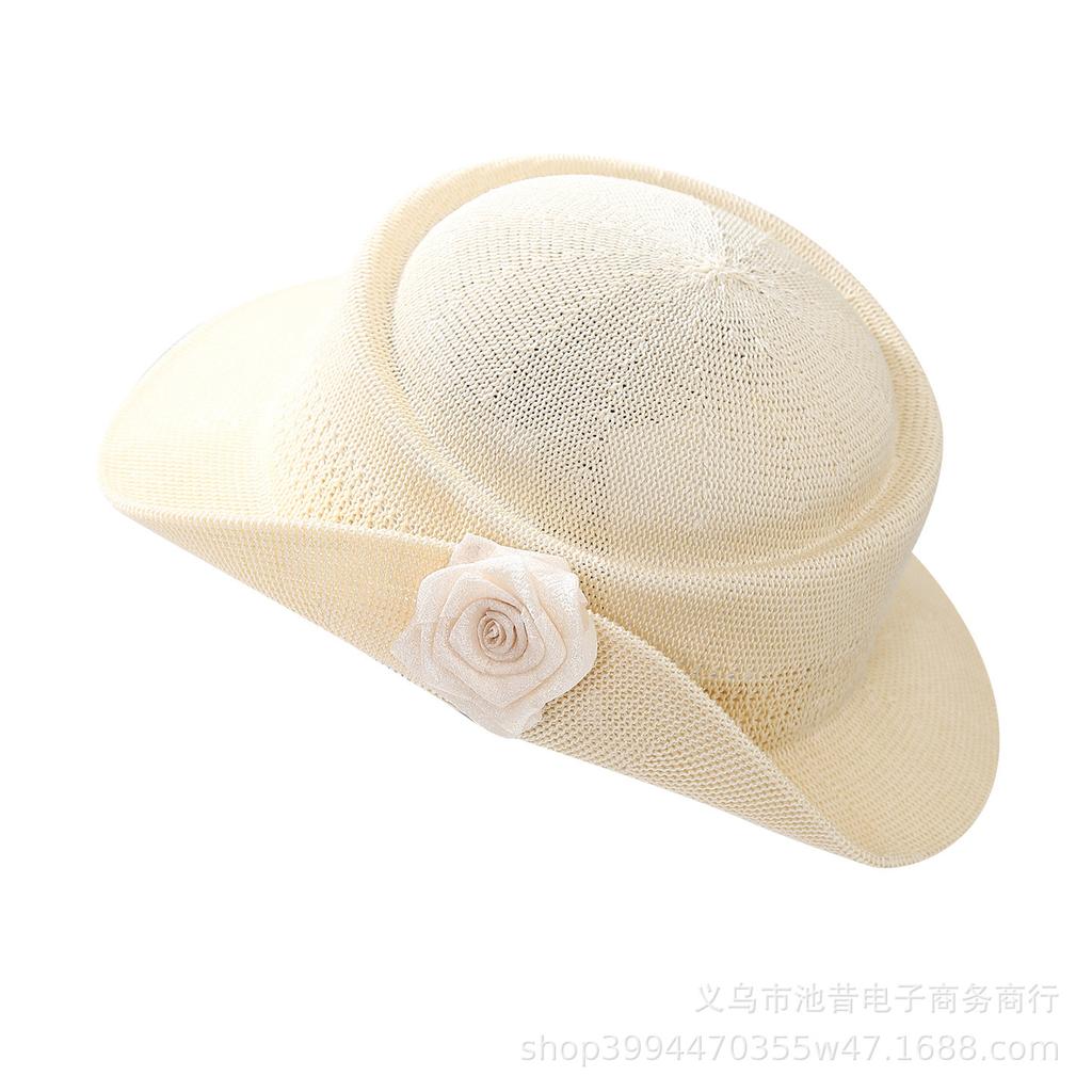 Elegant retro flower ruffled top hat, thousand gold wind sun hat, sunshade and sun protection, Hepburn wind beach hat for traveling