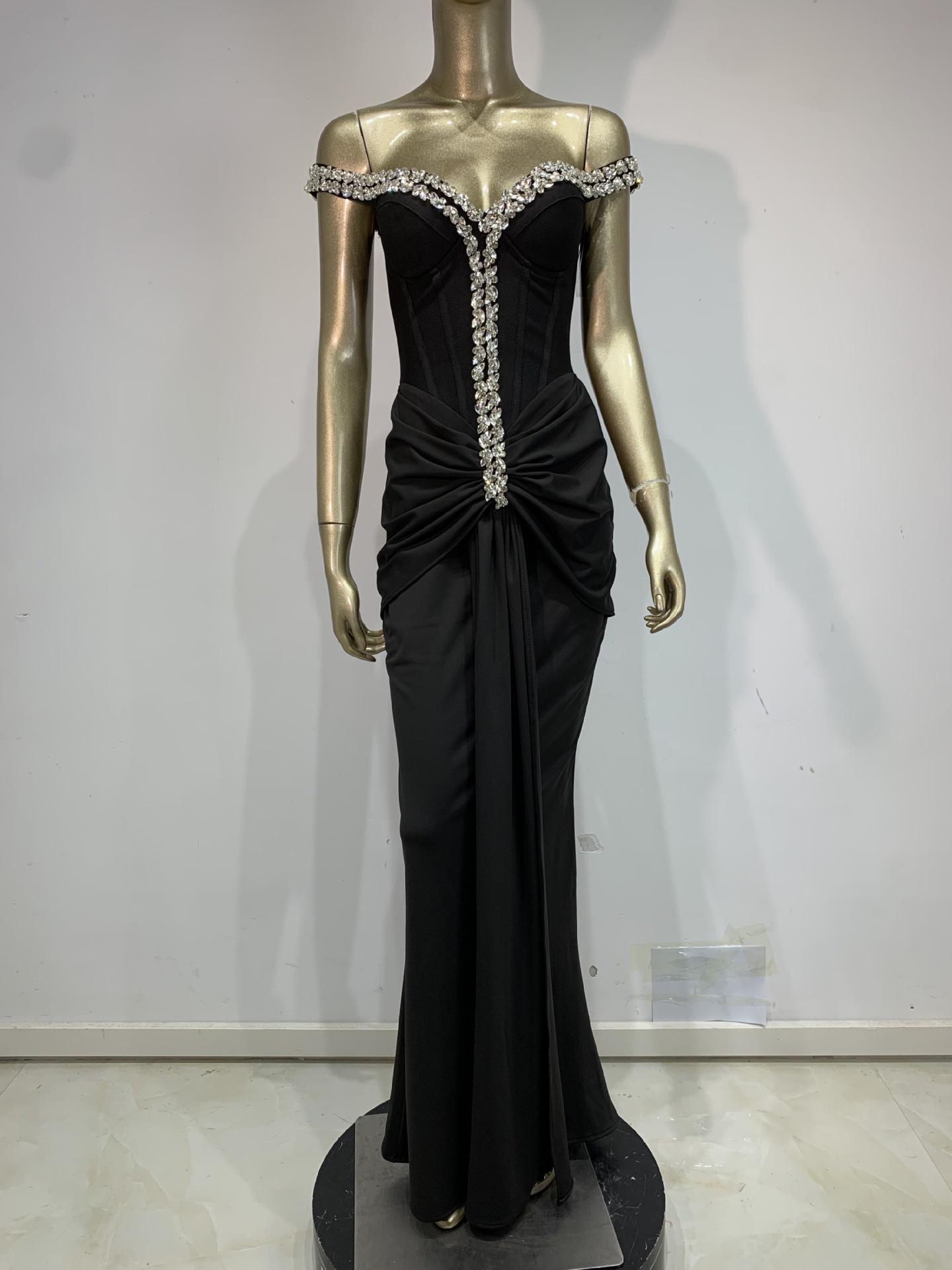 

Европейское и американское вечернее платье-бандаж со стразами – Элегантное высококлассное платье для вечеринки Extra Large чёрный