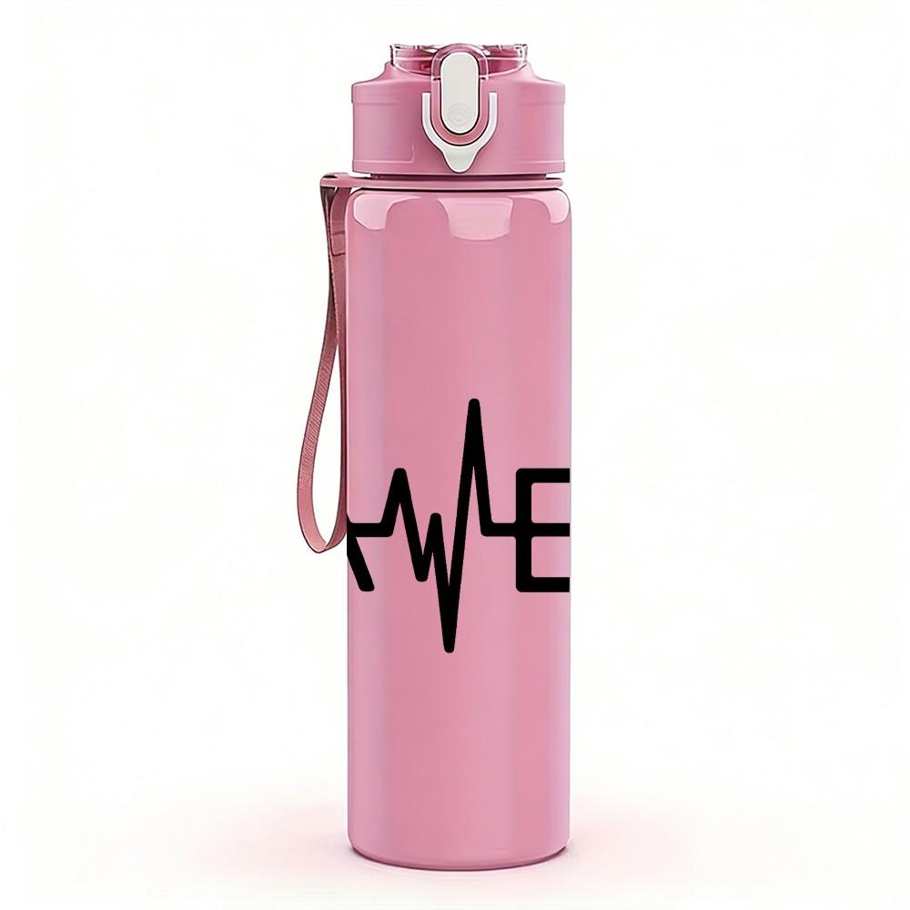 1PC Gamer Text Typography 750ml Color Plastic Sports Water Bottle Leakproof Flip Straw Lid Suitable for Sports Office Home Use