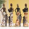 African Women Figurine Exotic Resins Character Statue Retro Tribal Lady Sculpture Vintage Home Decors for Book Shelf