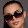 Gradient Color Sunglasses For Women And Men New Trendy Cat'S Eye Large Frame Sunglasses Uv400 Ins Style Sunglasses