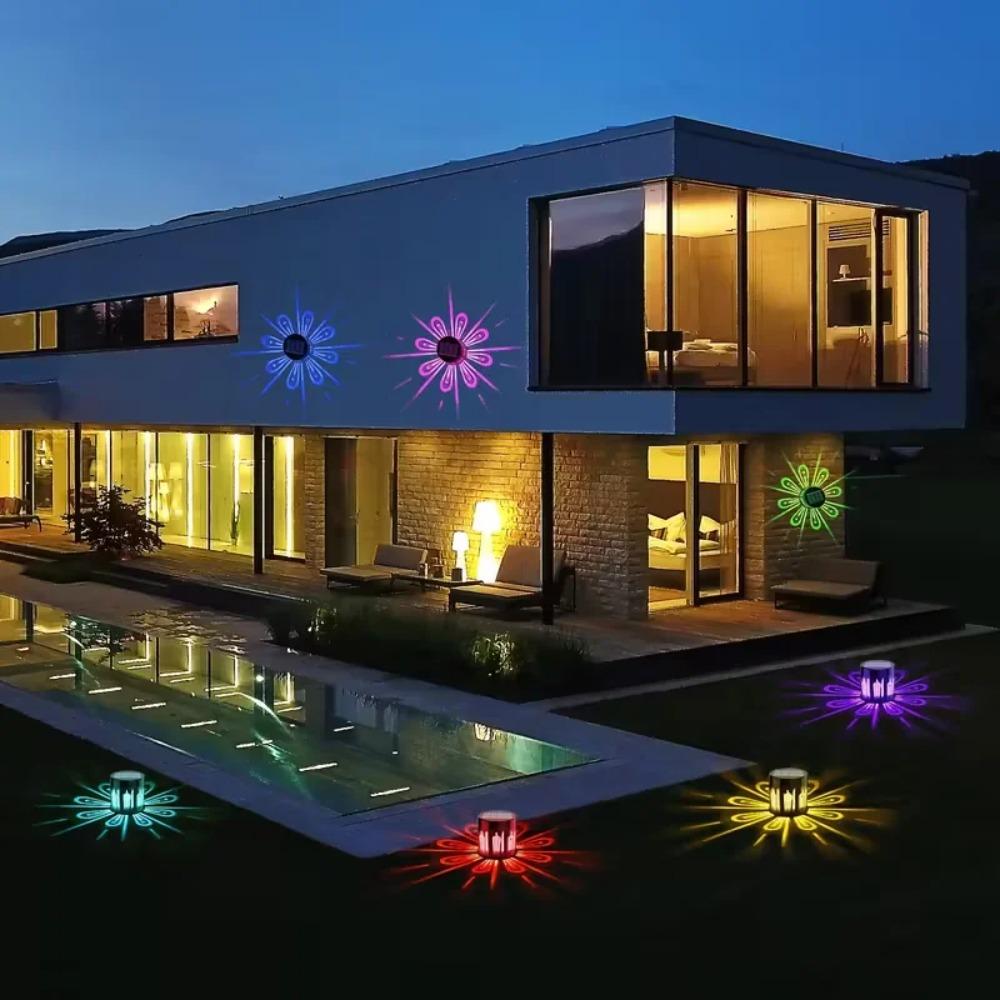 2/4PCS Solar Peacock Projection Lights Waterproof Outdoor LED Wall Lamp Solar Fence Light for Yard Garden Lawn Christmas Decoration