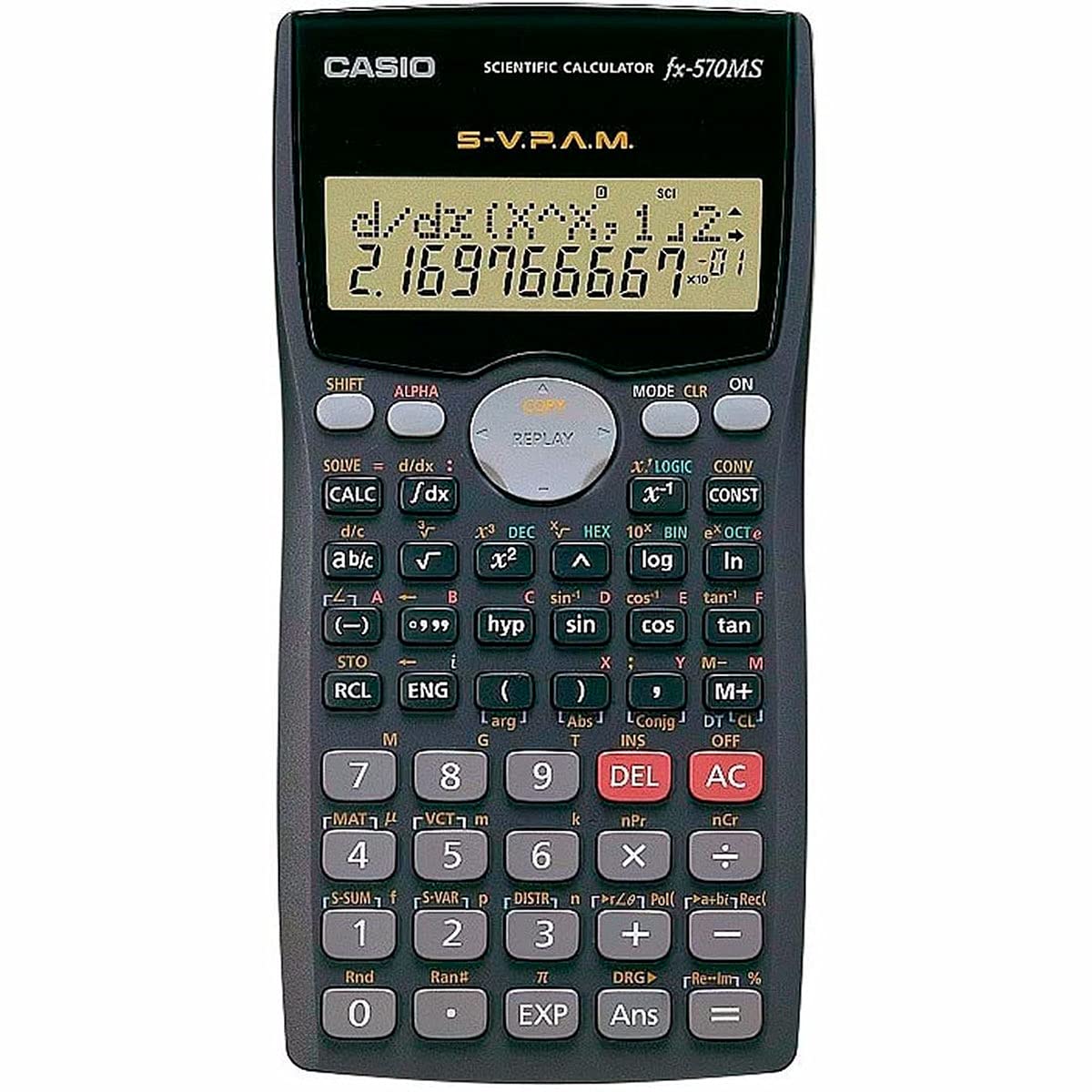 

Стандартный научный калькулятор CASIO FX-570MS-N серый