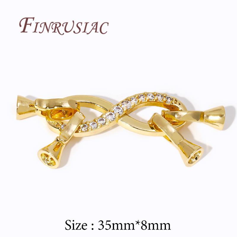 18K Gold Plated Connectors For Jewelry,Brass Zircon Clasps For Bracelets Accessories,DIY Jewelry Making Supplies,Pearl Clasp