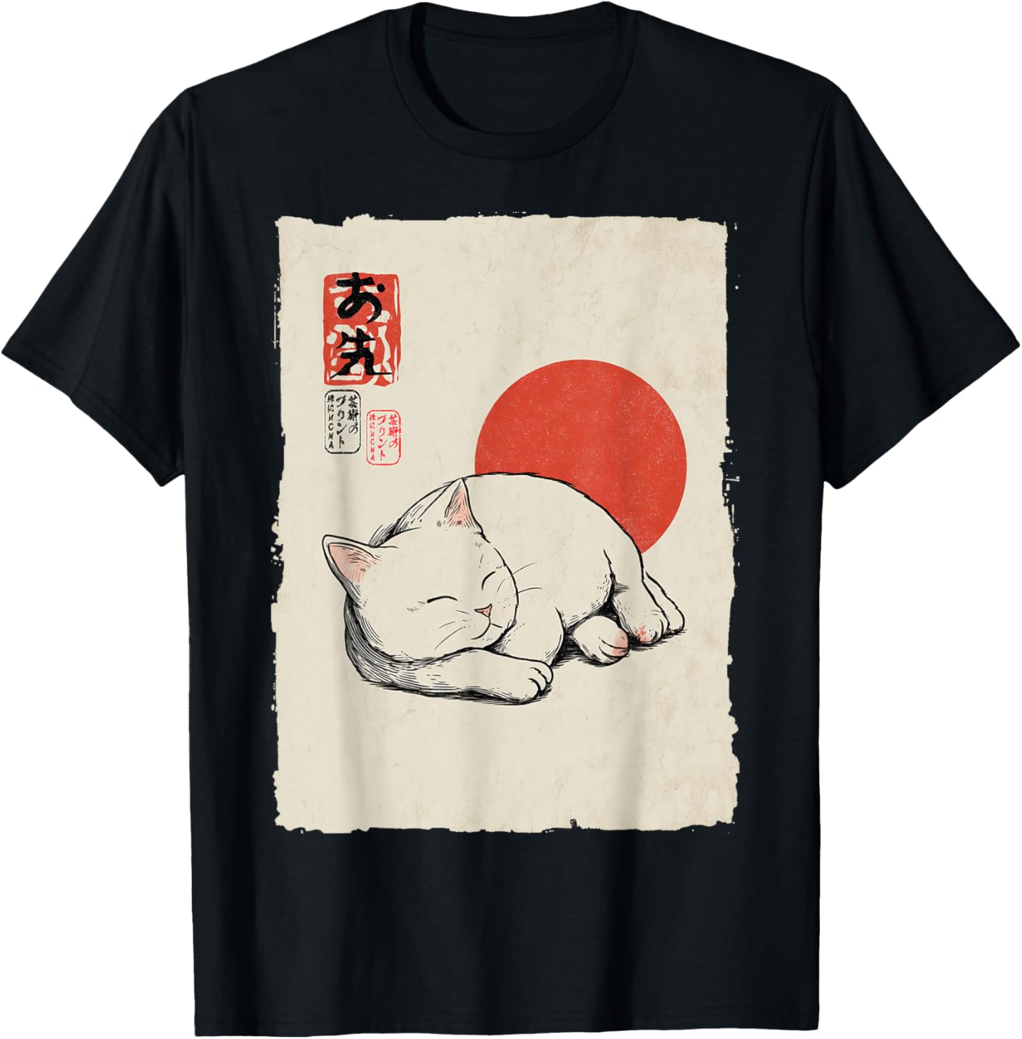 

Sleeping White Cat Japanese Ukiyo-e Style Casual T-shirt Women Clothing Fashion Summer Streetwear Graphic T Shirts Personalit... S разноцветный