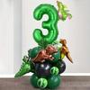 25 Stück grünes Dschungel-Dinosaurier-Digitalset für Jungen-Geburtstagsparty-Dekoration Nummer Ballonsäule Tyrannosaurus rex Feuerdrache
