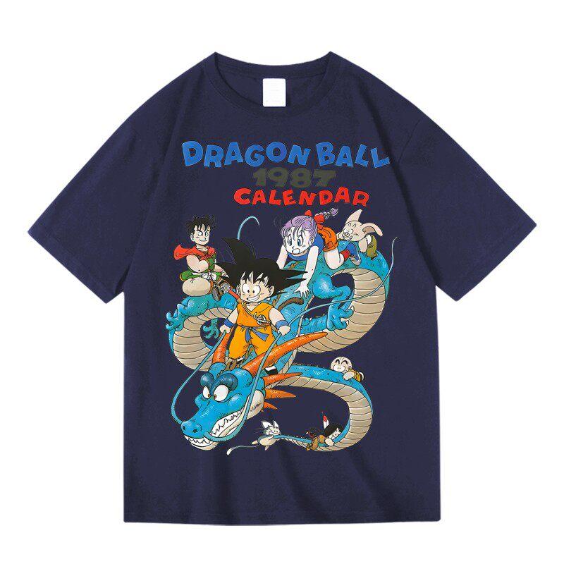 Vintage 1987 Dragon Ball TShirt Classic Calendar Scene Graphic Tee 100 Cotton Crew Neck Retro Streetwear Casual Fashion Tops