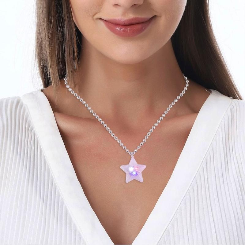 Light up Star Necklace Glowing Star Necklaces LED Flashing Necklace Flashing Party Accessories for Adults Women Gifts