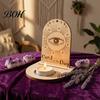 Gift for Housewarming Wooden Tarot Card Holder Stand, of The Day Candle Tealight Holder, Moon Small Wood Stand Candles Sun Star Pattern Altar Display