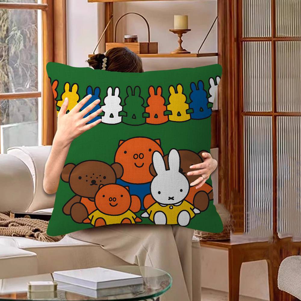 

Cute M-Miffy Office Cushion Pillowcase Car Cushion Cover45X45CM Lumbar Pillowcase Sofa Pillowcover 30cmx30cm