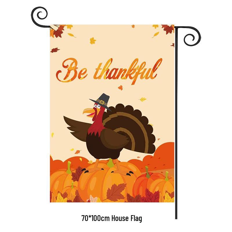 Turkey Yard Decoration Flag: Halloween Pumpkin & Thanksgiving Festival Garden Flag