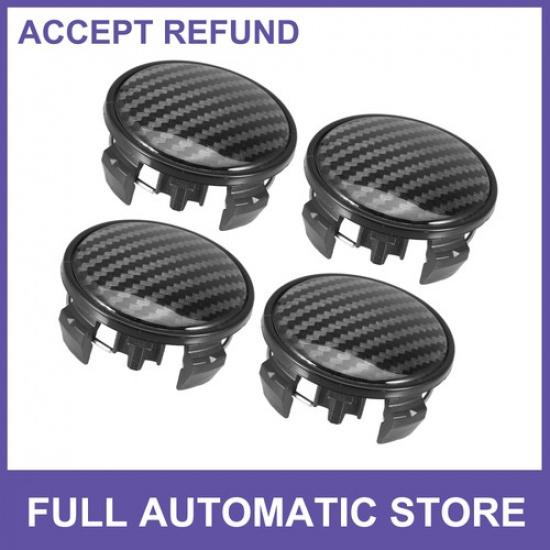 FOUR 63mm 62mm Wheel Center Hub Caps Covers Carbon Fiber Pattern Black Universal