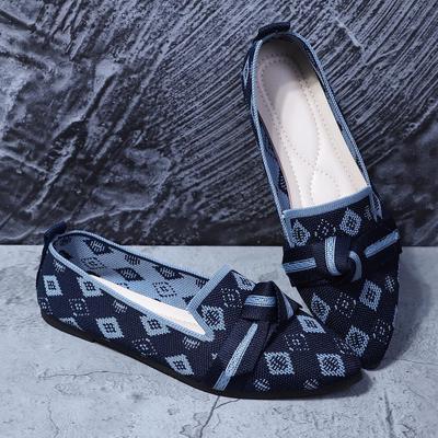 Women's Spring & Autumn Fly-Knit Pointed Toe Flats with Bow Detail