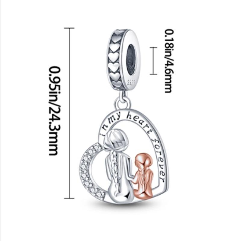 New 925 Pure Silver Pendant Beads Mother's Day Mother and Daughter Fits Original Bracelet Jewelry Gift