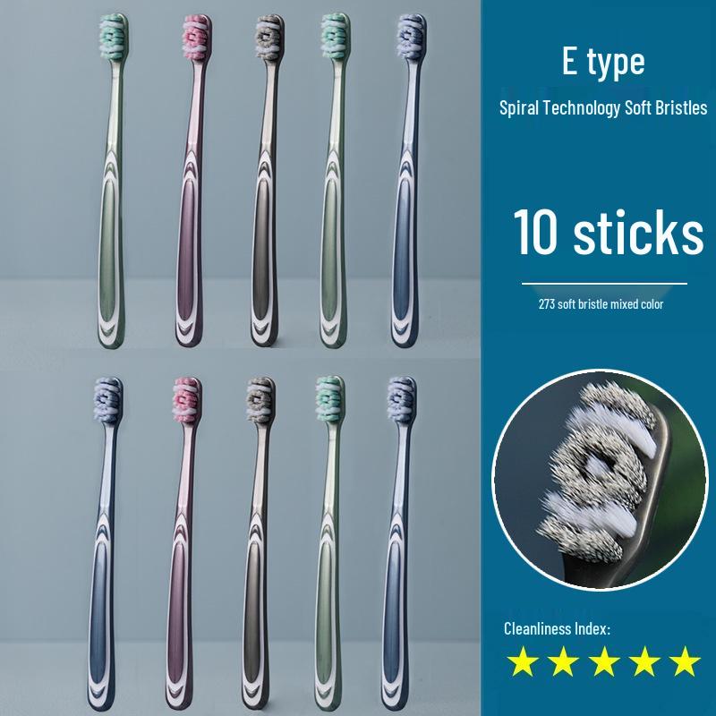360° Medium-Hard Bristle Toothbrush for Effective Stain Removal - Spiral Filament, Soft Bristle, Adult Size
