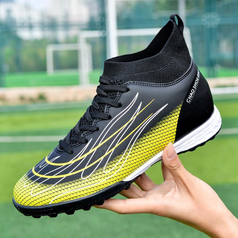 

New broken nail shoes football shoes youth TF non-slip artificial turf leather foot professional training shoes 35 чёрный