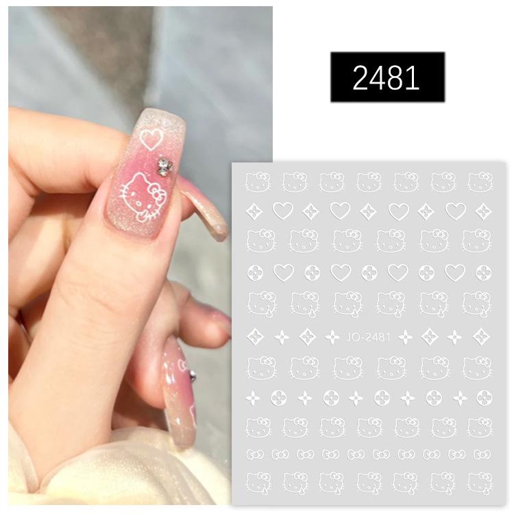 KT Cat Cartoon Nail Art Stickers: Cute Star & Heart Designs