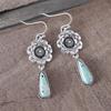 Bohemian Retro Alloy Pendant Earrings with Inlaid Turquoise and Artistic Carvings