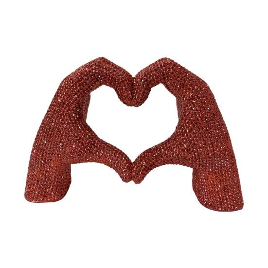 

1/2 шт. Блискуча статуетка жесту любові Серце-любов Рука Форма Смоляна статуя Скульптура Прикраса на День святого Валентина для столу Книжкової полиці S