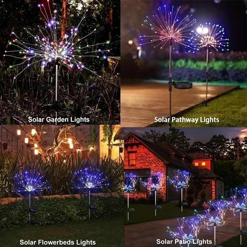 NEW 8-Modes Solar Firework Lights 420 LEDs - Multicolor Warm White IP65 Ideal for Garden, Patio, Walkway, Party, Wedding Decor