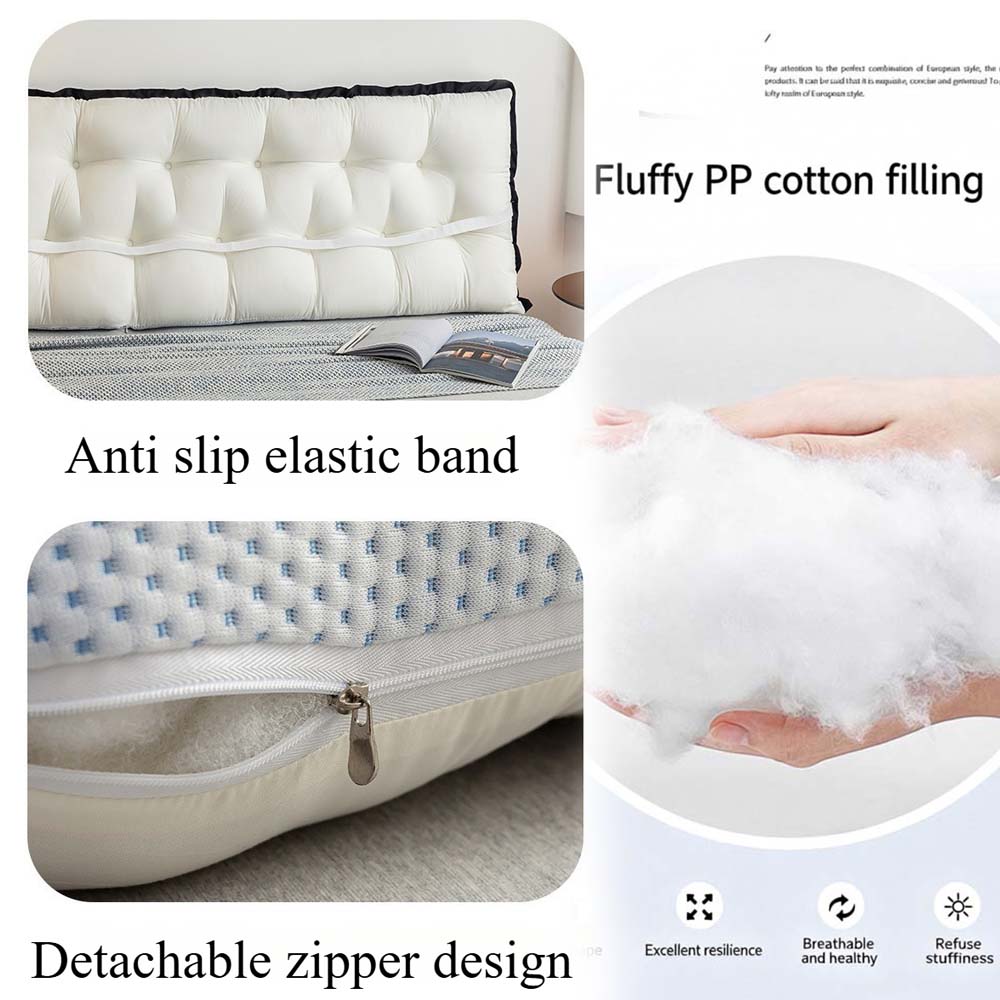 Non-slip Bedhead Cushion Large Pillow Summer Waist Protection with Zipper for Double Sofa Tatami Bed Reading Backrest 100-200cm