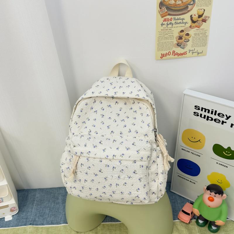 Schoolbag New Japanese Ins Style Literary Floral Schoolbag Women's High Value Fresh and Versatile Backpack Leisure Travel Backpack