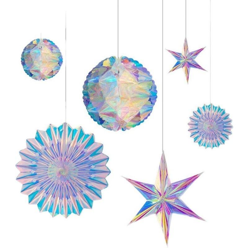 Fantasy Snowflake Honeycomb Ball Hanging Ice and Snow Christmas Tree Pendant Colorful Christmas Spring Festival Decoration Party