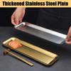 Planche Rectangulaire BBQ en Acier Inoxydable Poêle à Rôtir Style Coréen pour Viande Snack Plateau à Dessert Plat à Sushi pour Cuisine Maison