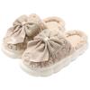 Bow-tie fluffy slippers winter cute indoor home home thick bottom plush warm cotton mop