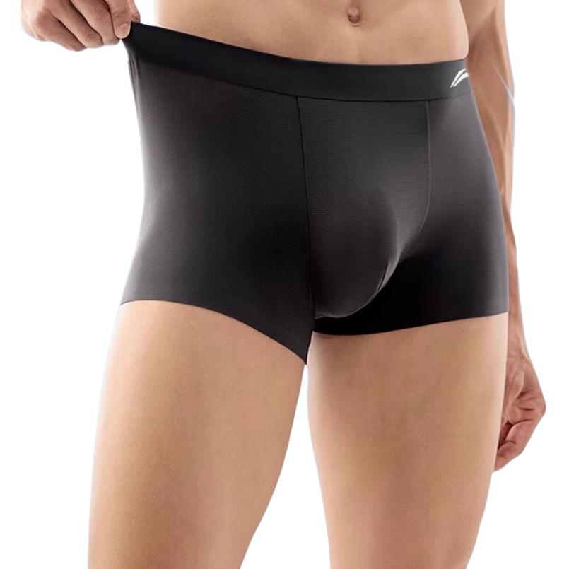 Li-Ning Solid Color Logo Breathable Versatile Casual Sports Underwear 3-Pack Men underwear Black LOUH025-2