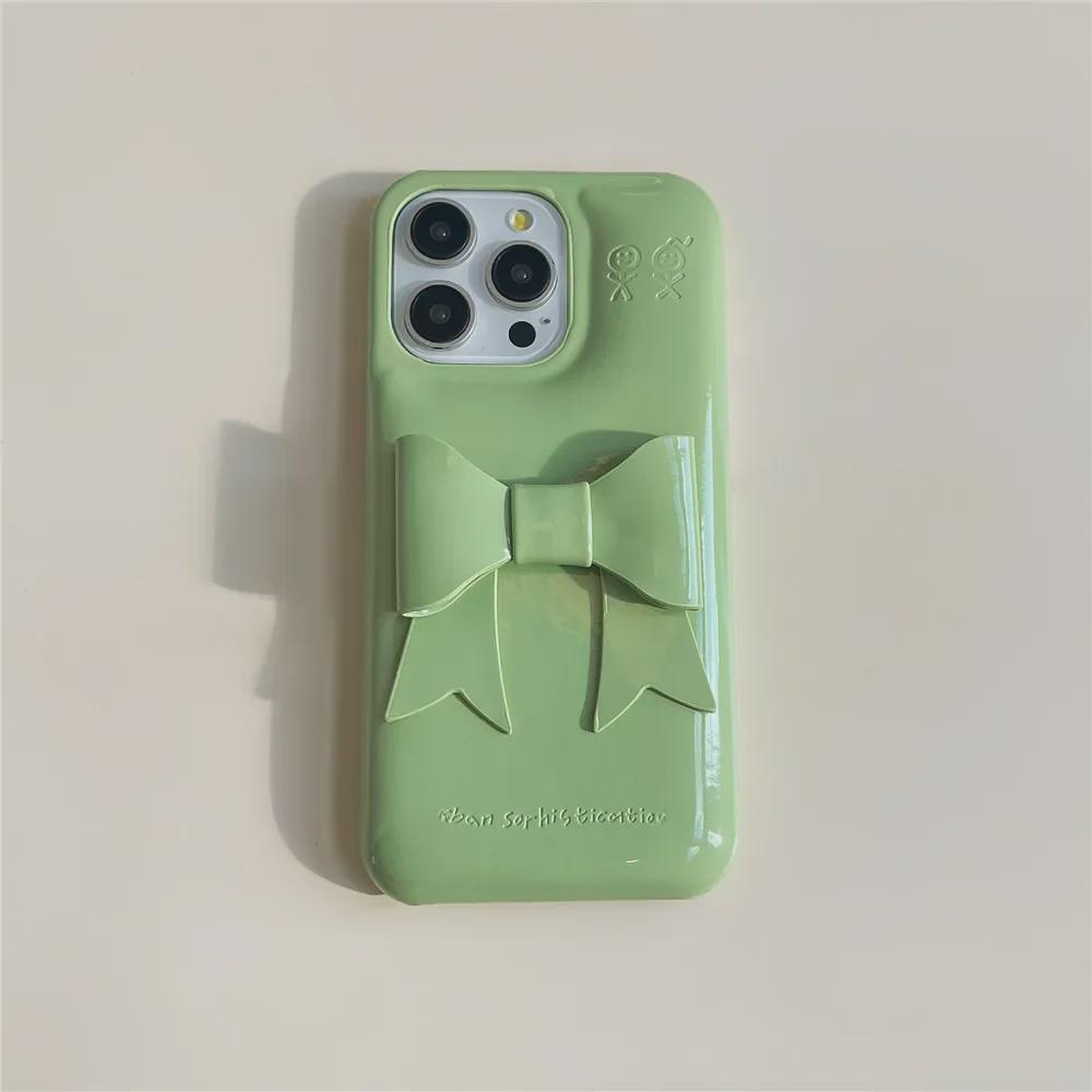 

Чехол для iPhone 16/15/14P/13/12 с 3D-бабочкой и однотонным рисунком - мультяшный дизайн против падения