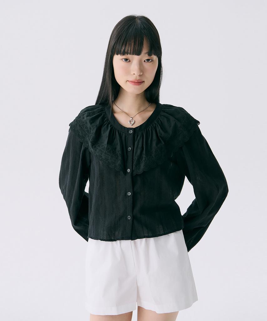 JUNEJUNE SPACE Vol12. Ruffle Blouse_Black(Vol12. Ruffle Blouse_Black)