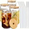 2/4/6 stk Glasskopper i boksform med sølesikre lokk og sugerør 500ml Glasskopp med bonus sugerørbørster Perfekt bursdagsgave