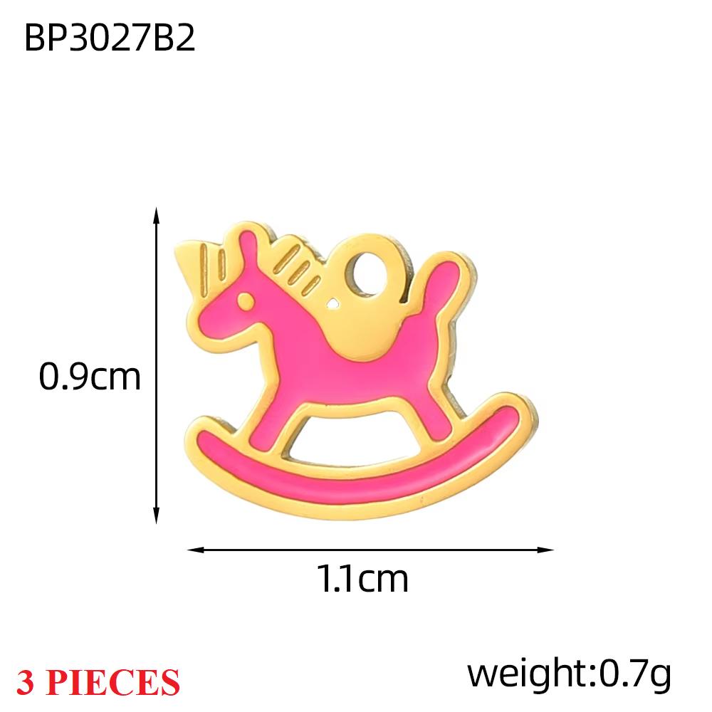 3PCS/LOT CARLIDANA Enamel Turtle Rabbit Bear Charms, Colored Stainless Steel Pendants for Women DIY Necklace Jewelry