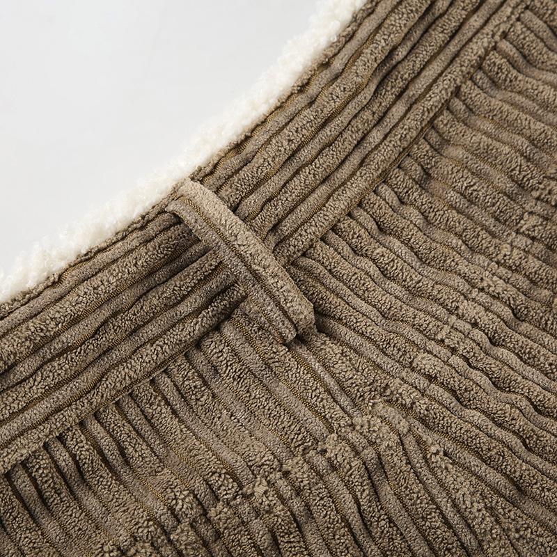 Dámské manšestrové šortky s proužky, s kožešinovým prošíváním v kolizních barvách, univerzální, s nízkým pasem, slim fit, pro pikantní dívku