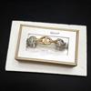 Europäischer Stil Gold- und Silberfarbblock-Schweinenasen-Verschluss Offenes Armband für Damen - Trendiger, Schlichter und Einzigartiger Handschmuck
