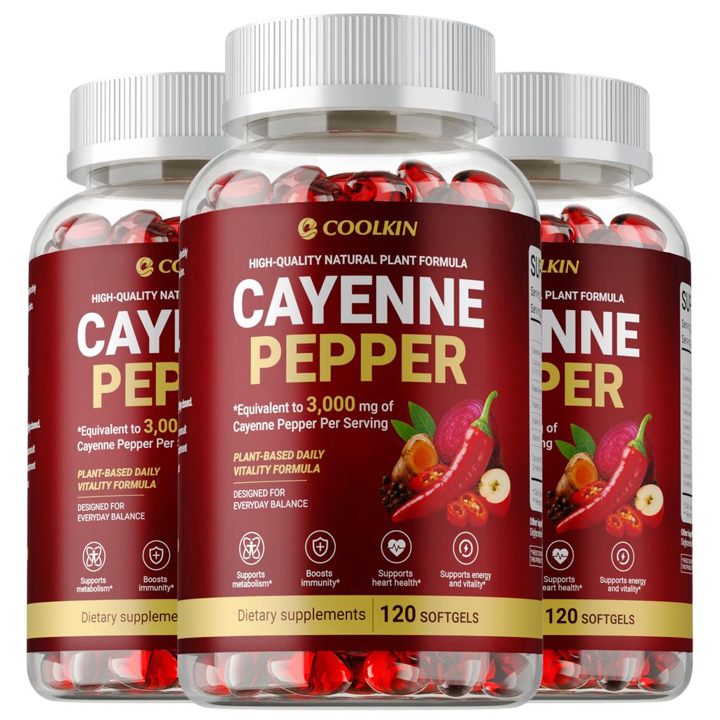 Coolkin Cayenne Pepper Softgels 120 Count — Plant-Based Formula, Daily Wellness, Antioxidant Support