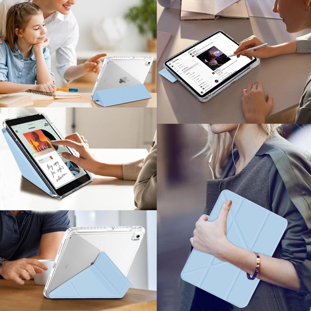 3+Y-fold Flip Clear Cover For iPad Air 4 5 6 7 11 For Air 2 9.7 Pro 11 Mini 6 7 Start Case For 10th 11th Gen 7/8/9 10.2