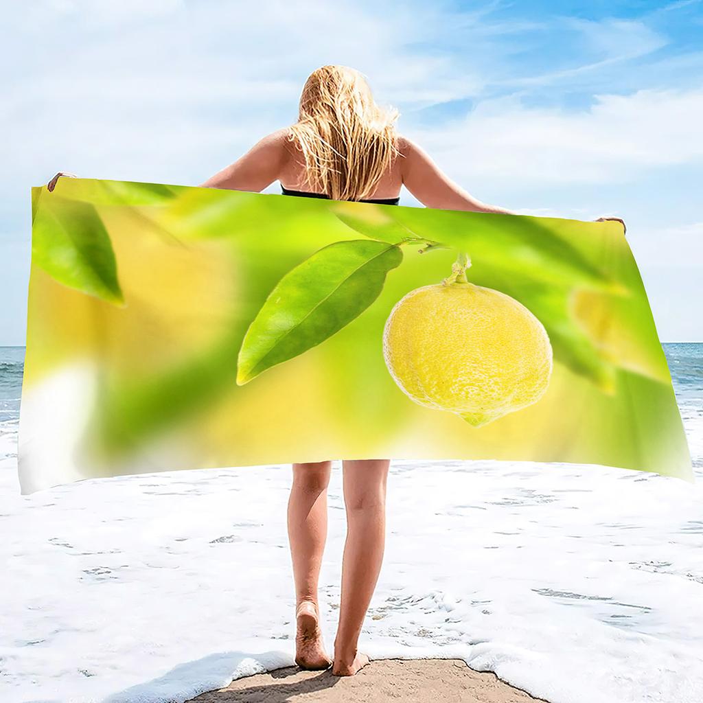 Lemon Printing Series Seaside Vacation Beach Towel Swimming Bath Towel Microfiber Sports Towel