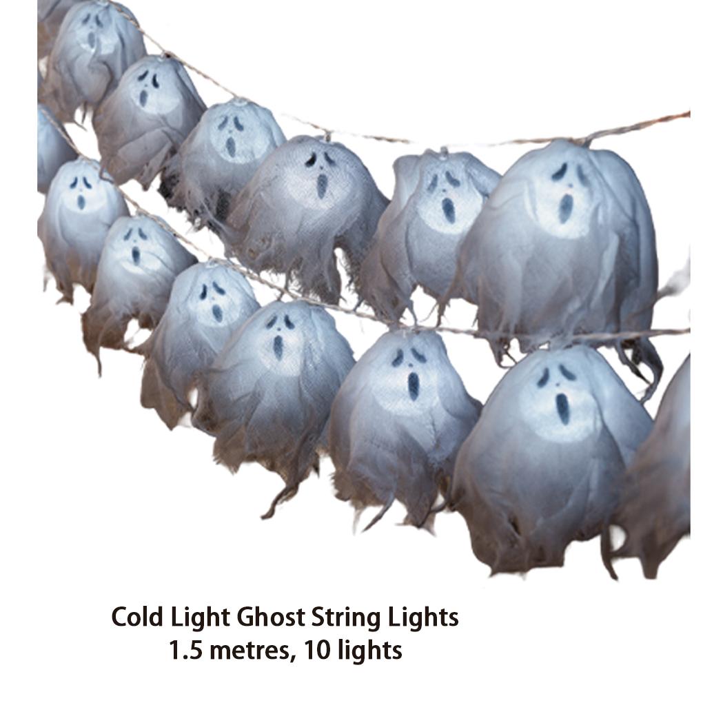 Light Up Ghost Garland 10/20 LED Battery Operated Handmade Ghost String Lights for Home Window Halloween Party Decor