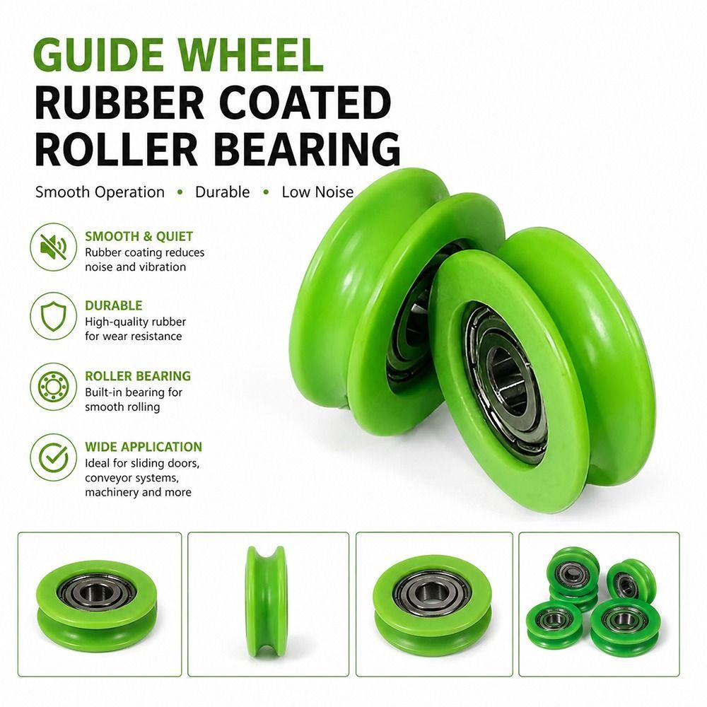 10Pcs Nylon POM Bearing Pulley Stainless Steel Rubber-Coated Pulley for Doors Windows