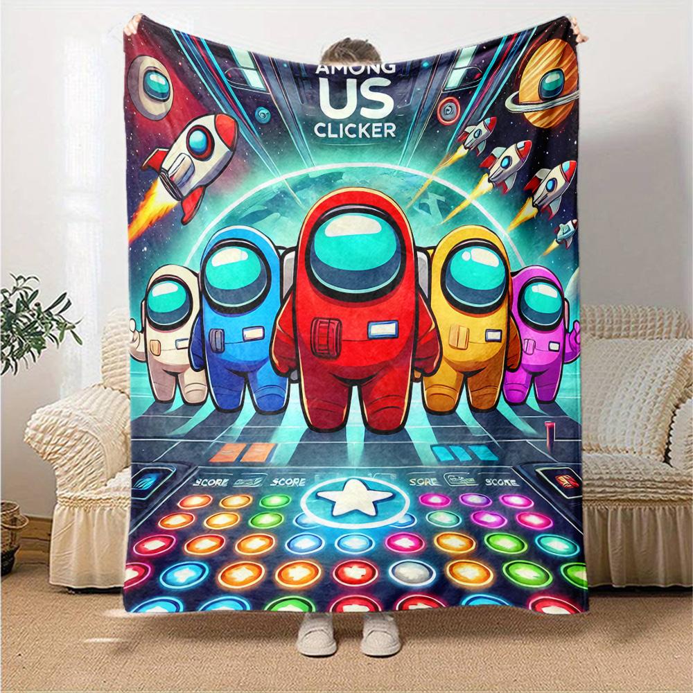 1pc Blanket - Among Us Print Design,Lightweight Blanket for Sofa,Bed- Soft &Warm,Gift for All Seasons