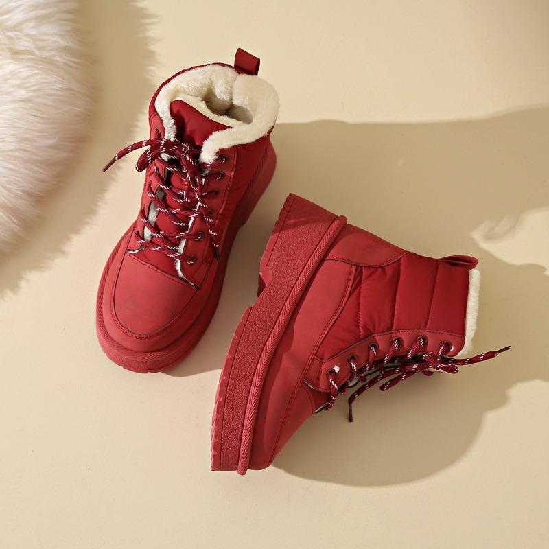 Fashion Snow Boots Women 2025 New Platform Lace-up Winter New Chinese Thickened Northeast Warm Booties