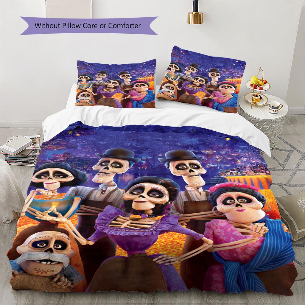 COCO Pattern Bedding Home Decoration Birthday Gift ( 1 duvet cover + 2 pillowcase, without core),fan merchandise.