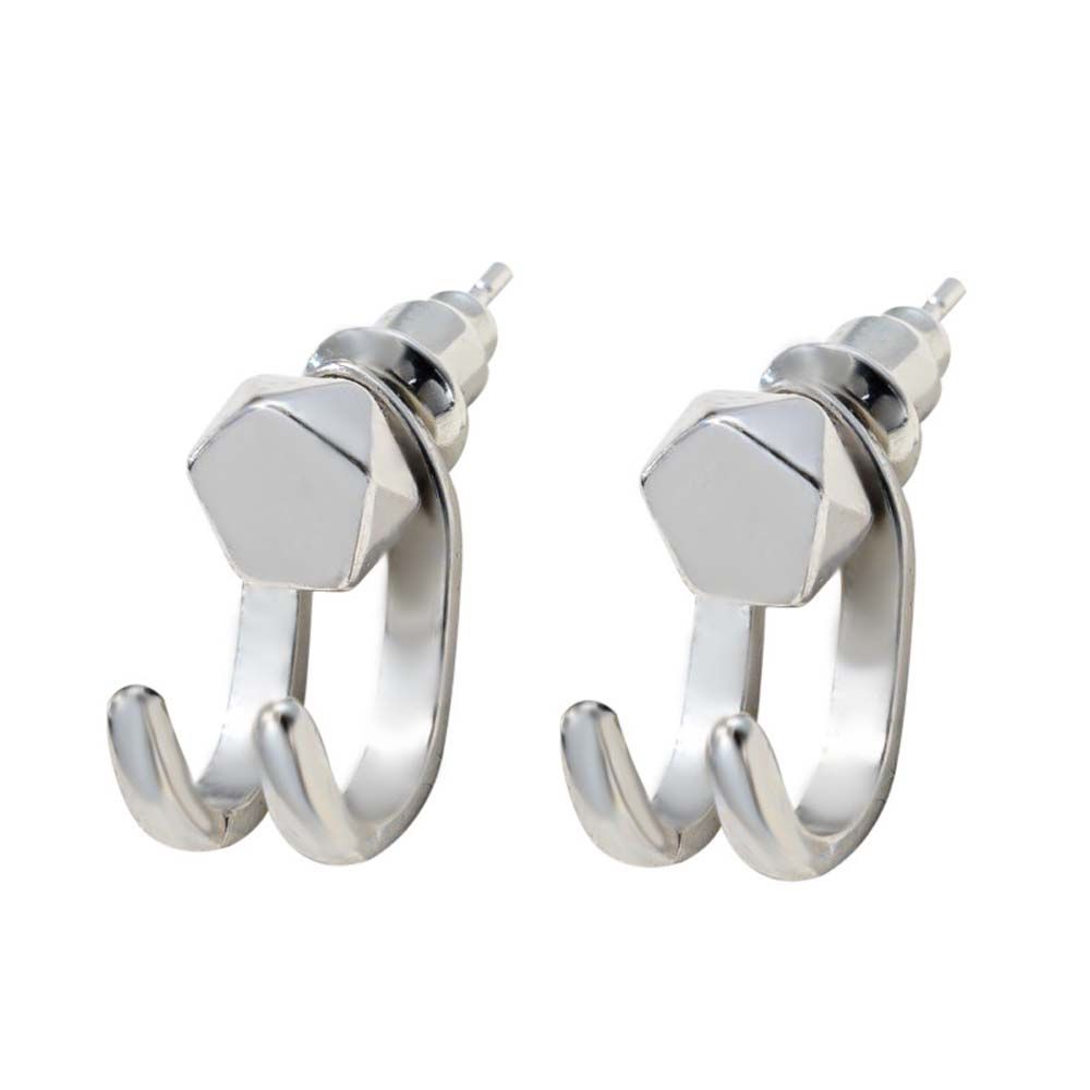 Silver Plated Hip Hop Korean Hoop Earring Geometric Stud Earring Men Earring Ear Jewelry