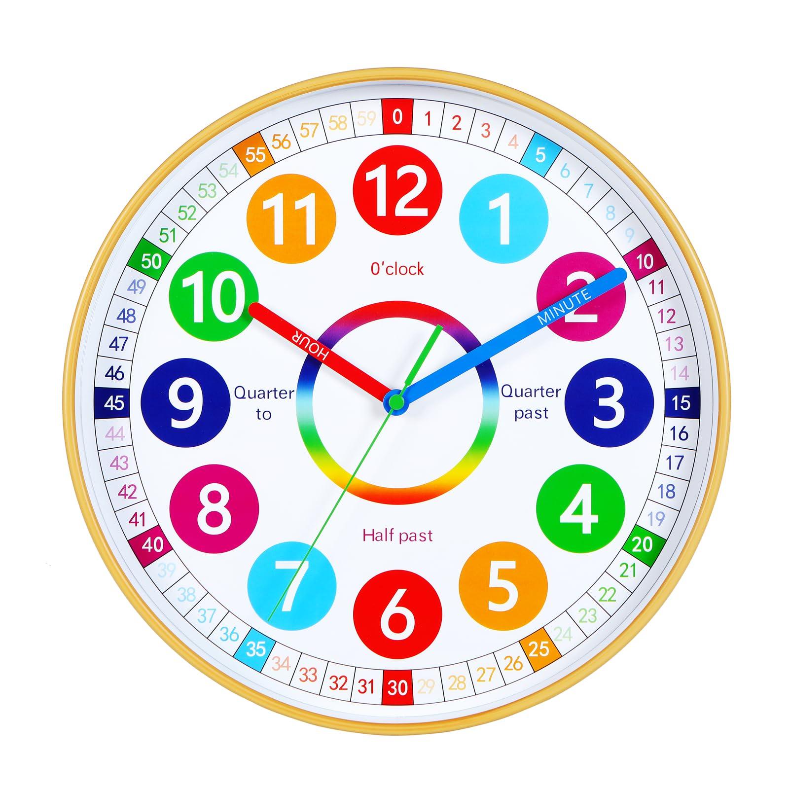 Nbdeal Educational Wall Continuous Second 30cm Clock, Radio-Controlled, Silent, Hand, Analog, Diameter, JDB-357