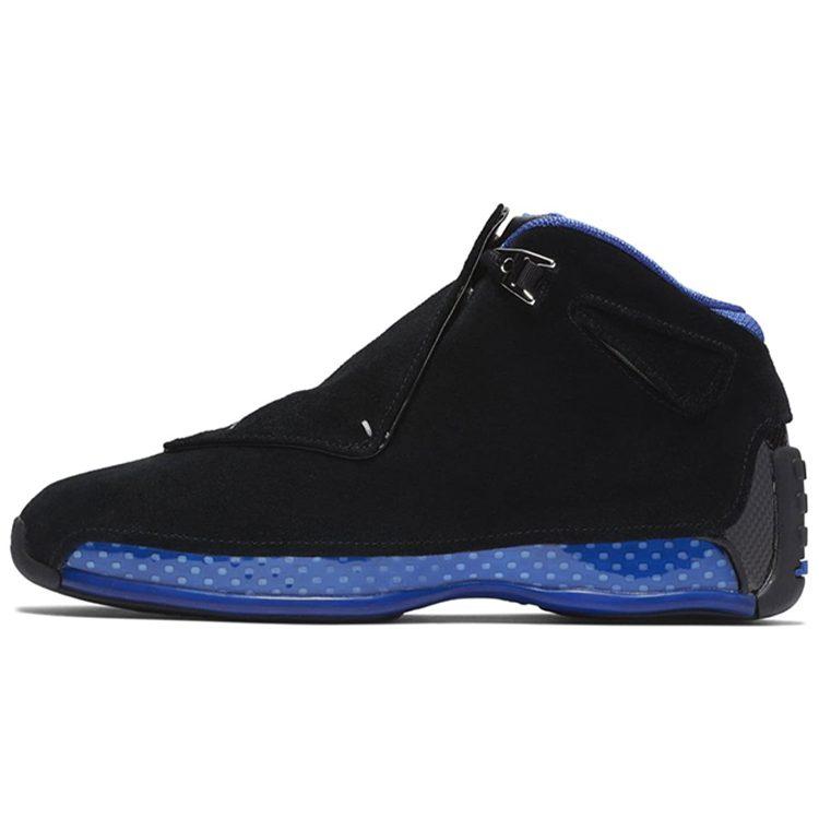 Jordan Air Jordan 18 OG Black Sport Royal Slip Resistant Slip Resistant Mid top Vintage Basketball Shoes Men's 305869-041